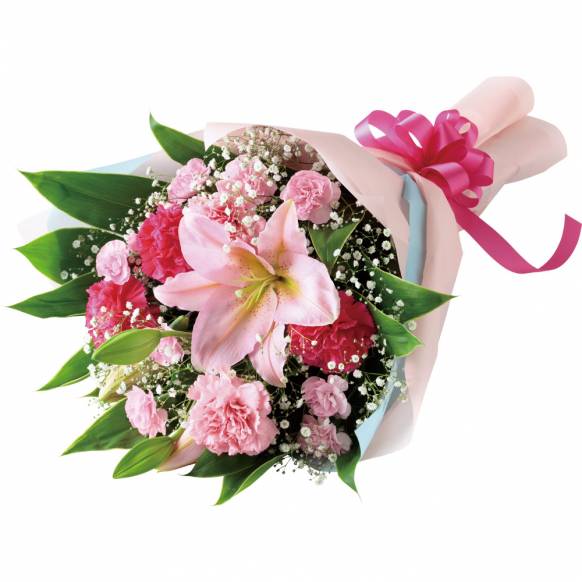 花キューピット加盟店 店舗名：花のたかはし
フラワーギフト商品番号：521351
商品名：ピンクユリの花束
